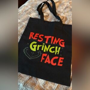 Resting Grinch Face Black Tote Bag